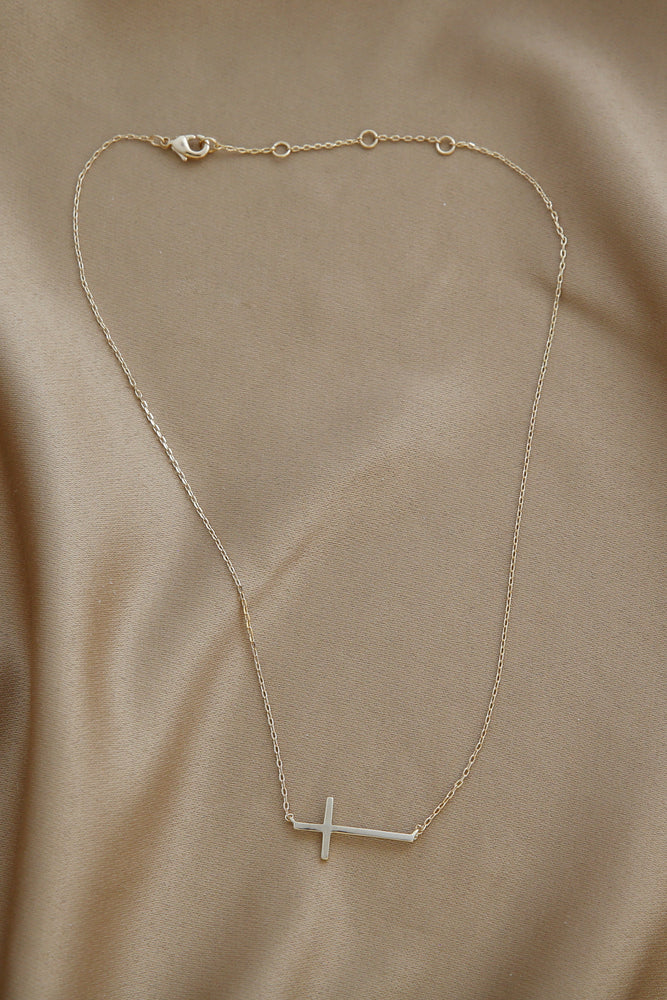 Gold Floating Cross Necklace